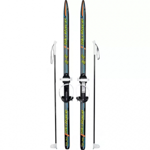 Лыжи подростковые Ski Race с палками стеклопластик, унив.крепление, (140/105)