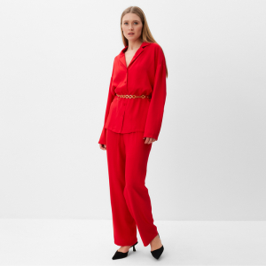Костюм женский: рубашка, брюки, MINAKU:Casual Collection, красный, размер 50