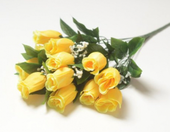 Искусственные цветы, Ветка в букете бутон розы 12 голов (1010237)