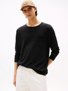 Cotton-Linen Pocket T-Shirt Sweater