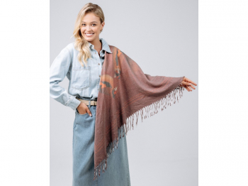 Платок Lanotti двухсторонний Сердце природы бордовый /№62