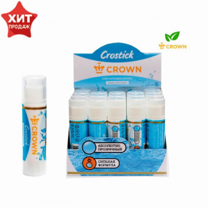 Клей-карандаш, Crown PVP, кристально-чистый, 8 г