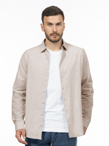 Рубашка regular из хлопка и льна