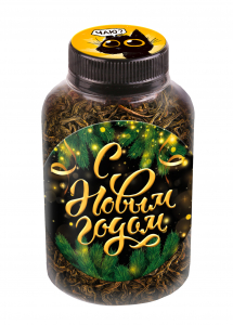 Баночка чая, С НГ. ЗЕЛЁНЫЙ, чай чёрный крупнолистовой,60 г., TM Prod.Art