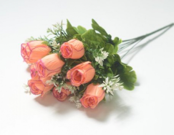 Искусственные цветы, Ветка в букете бутон розы 9 голов (1010237)