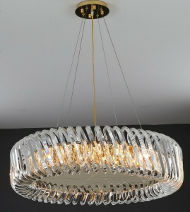 299-236 Люстра диам 80 см, выс. 22 см(х1)Кристаллы, нержавеющая сталь
