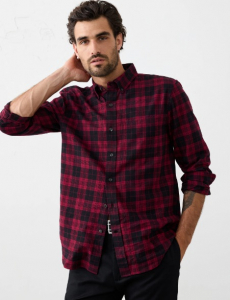 Slim-Fit Lightweight Flannel Shirt