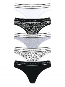 5-Pack Cotton Logo Thong Panties
