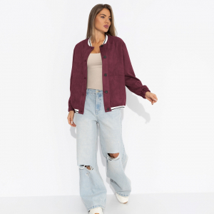 Бомбер из экозамши Любуйся мной (бордовый)