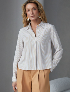 Укороченная блузка в полоску из хлопка