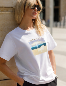 Футболка из хлопкового облегченного полотна с авторским принтом