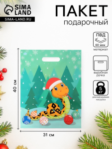 Пакет новогодний 2025, полиэтиленовый с вырубной ручкой, упаковка, 40?31 см