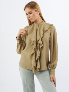 Блузкас отлетными рюшами OD-914-2 хаки