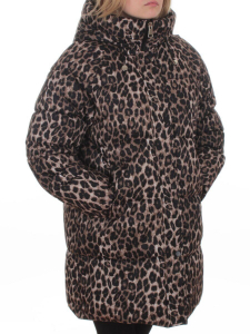 2406 BROWN /LEOPARD Куртка зимняя женская (200 гр. холлофайбер)