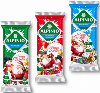 Молочный шоколад Alpino Happy Winter 80 г — новогодняя плитка с Сантой в праздничной упаковке