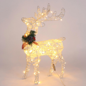 Новогодняя декорация олень с подсветкой 60 см белый