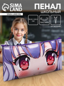 Пенал школьный, текстиль, плоский, 10.8?20.5 см «Аниме. Взгляд»