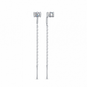 Серьги с фианитом родированные серебро 925*