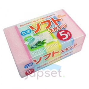 AJWA Губка для мытья посуды с абразивным слоем, мягкая, 5 штук