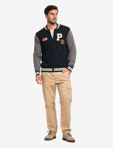 FULL ZIP PATCH VARSITY SWEATER