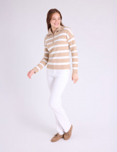 1/4 ZIP STRIPE SWEATER