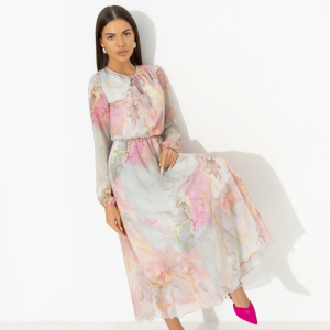 Платье приталенное на подкладе, Летящие мгновения (нежная new)