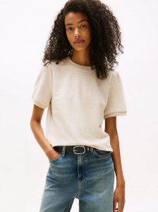 Short-Sleeve Stripe Sweatshirt