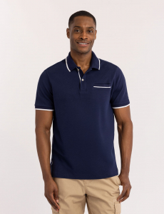 SOLID INTERLOCK POLO SHIRT WITH HIDDEN POCKET