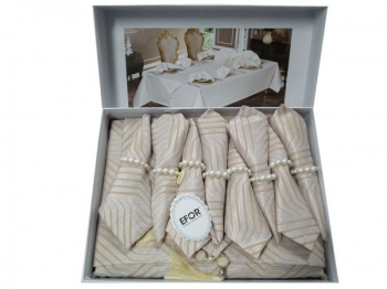 Скатерть EFOR NERENGA 160*220  8 салф ранер (капучино)