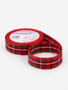 Лента новогодняя, декоративная «Крупная клетка», 25 мм, 9±0.5 м, красная