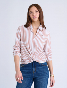 LONG SLEEVE KNOTTED STRIPE SHIRT