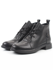 01-M43-18 BLACK Ботинки демисезонные женские (натуральная кожа)