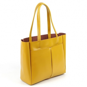 Женская кожаная сумка шоппер 8711-220 Елоу