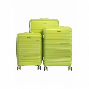 Набор чемоданов MOSCOW зеленый 3шт PP с горизонтальными полосками