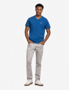 TIPPED V-NECK JERSEY T-SHIRT