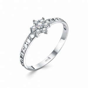 Кольцо с фианитом родированное серебро 925*