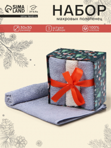Набор махровых полотенец «Этель. Новогодние забавы», 30?30 см - 3 шт., хлопок 100%