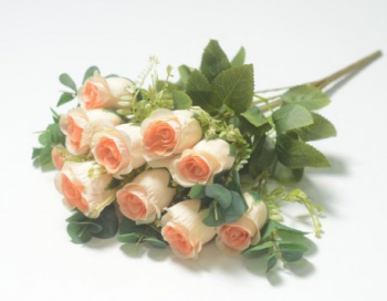 Искусственные цветы, Ветка в букете бутон розы 12 голов (1010237)