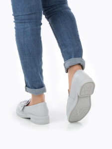 03-PDJ71-3 LT. GRAY Лоферы женские (натуральная кожа)