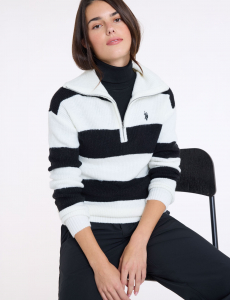 1/2 ZIP RUGBY STRIPE SWEATER