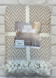 Покрывало хлопковое EFOR ZIGZAG (200*230) бежевый BEJ