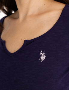 NOTCH NECK LONG SLEEVE T-SHIRT