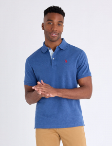 SOLID INTERLOCK POLO SHIRT W WOVEN TRIM