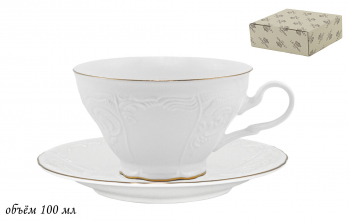 226-053 Кофейная чашка 100мл. с блюдцем MARIA GOLD в род.уп.(х36)Фараор