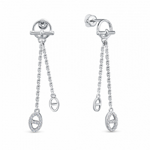 Серьги с фианитом родированные серебро 925*