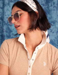 CONTRAST SNAP RIBBED POLO SHIRT