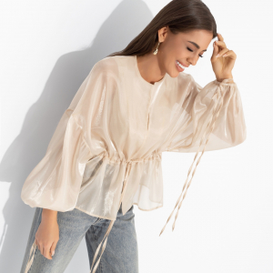 Жакет из органзы с эффектом «металлик», Вершина восхищения (бежевый)