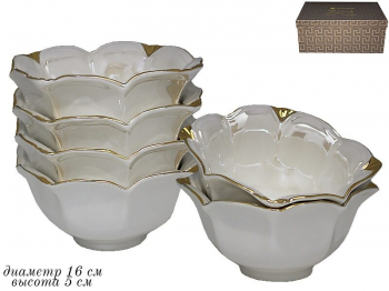 105-722 Набор из 6 салатников 15см  ПЕРЛАМУТР БЕЛЫЙ  в под.уп.(х12)