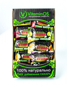 Конфета фруктово-ореховая с мёдом Ассорти (абрикос, лимон, яблоко,вишня, слива) 400г (9шт/кор)