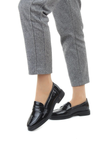 03-DYL128-2 BLACK Лоферы женские (натуральная кожа)